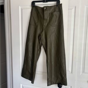 Maeve by Anthropologie olive green faux leather pants